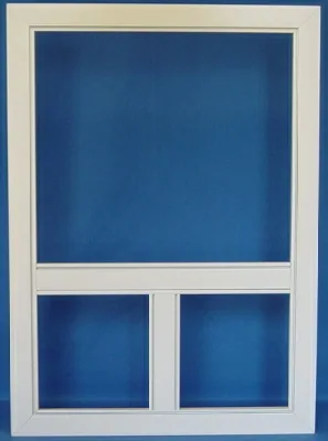 Screen Wall System standard layout 3: One divider bar low, with the lower light split by a centre mullion.