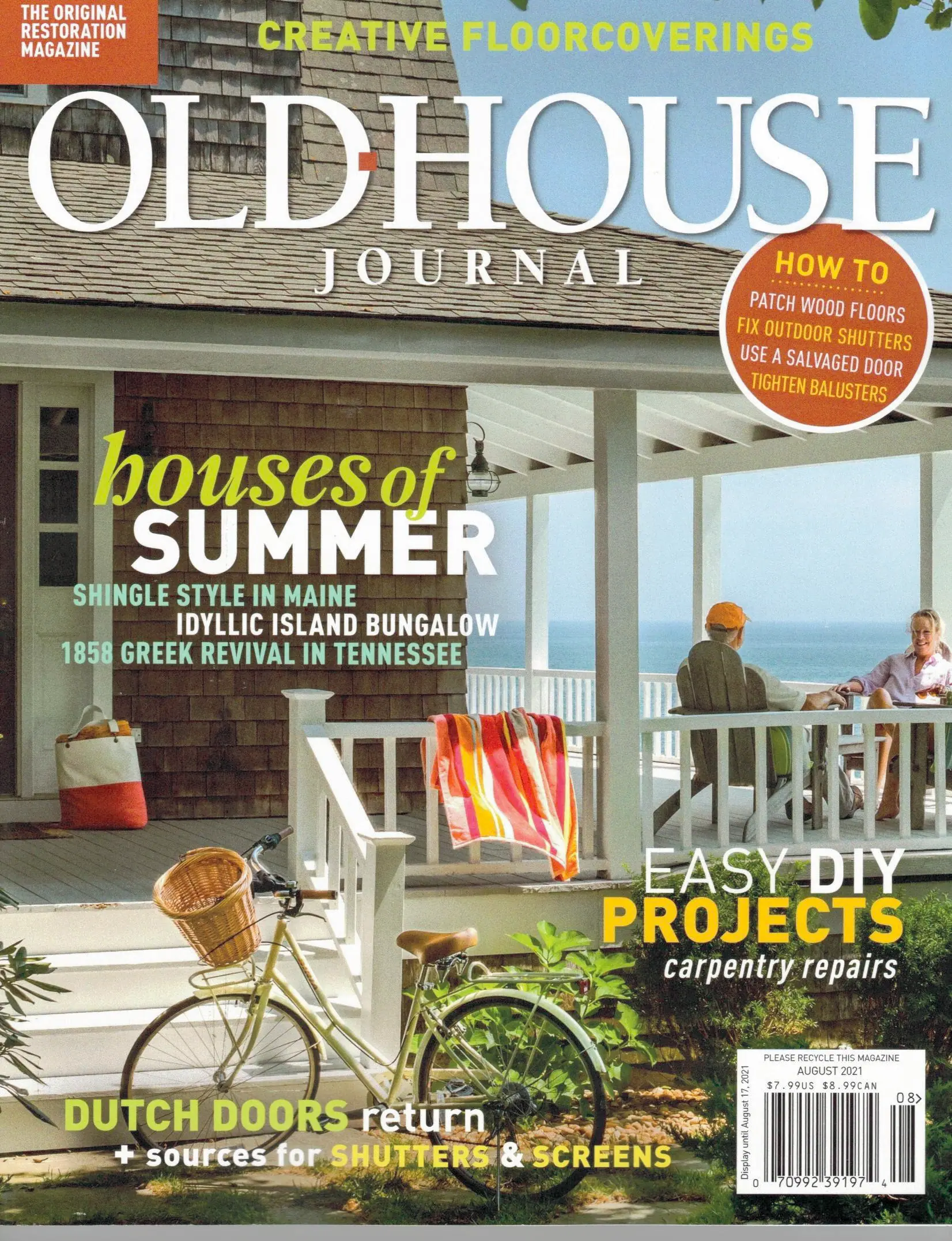 Old-House Journal cover, "Houses of Summer", flagged with sources for shutters and screens